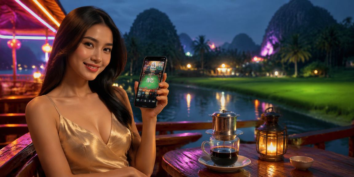 Người dùng trải nghiệm casino mobile tại Ninh Bình trong không gian cà phê yên tĩnh